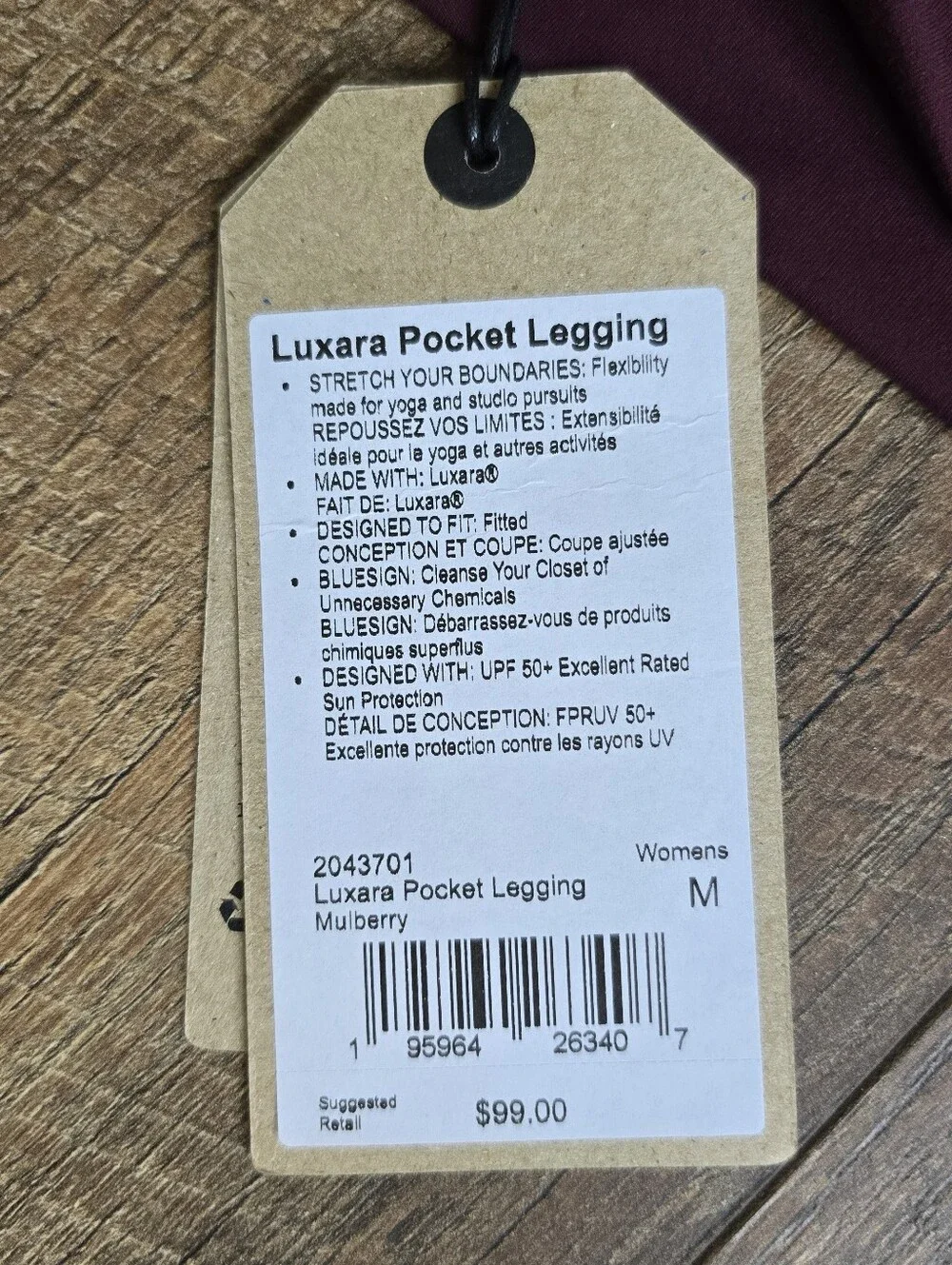 Prana Mullberry High Rise Luxara Pocket Lggings Size M New With Tags